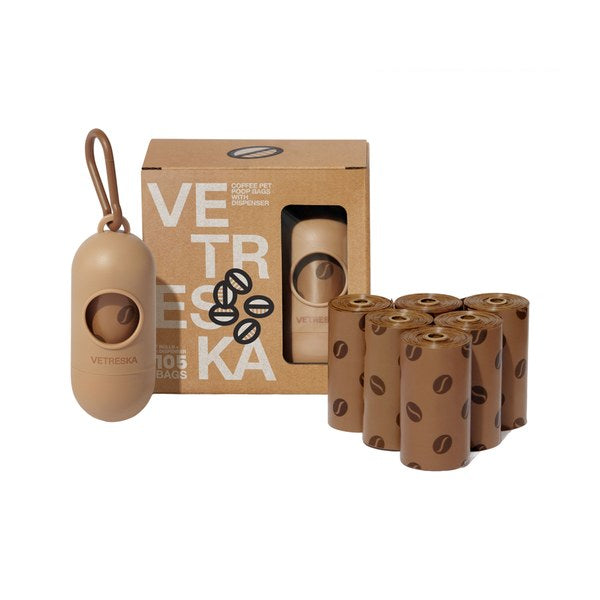 VETRESKA- Coffee Pet Poop Bags & Dispenser Set