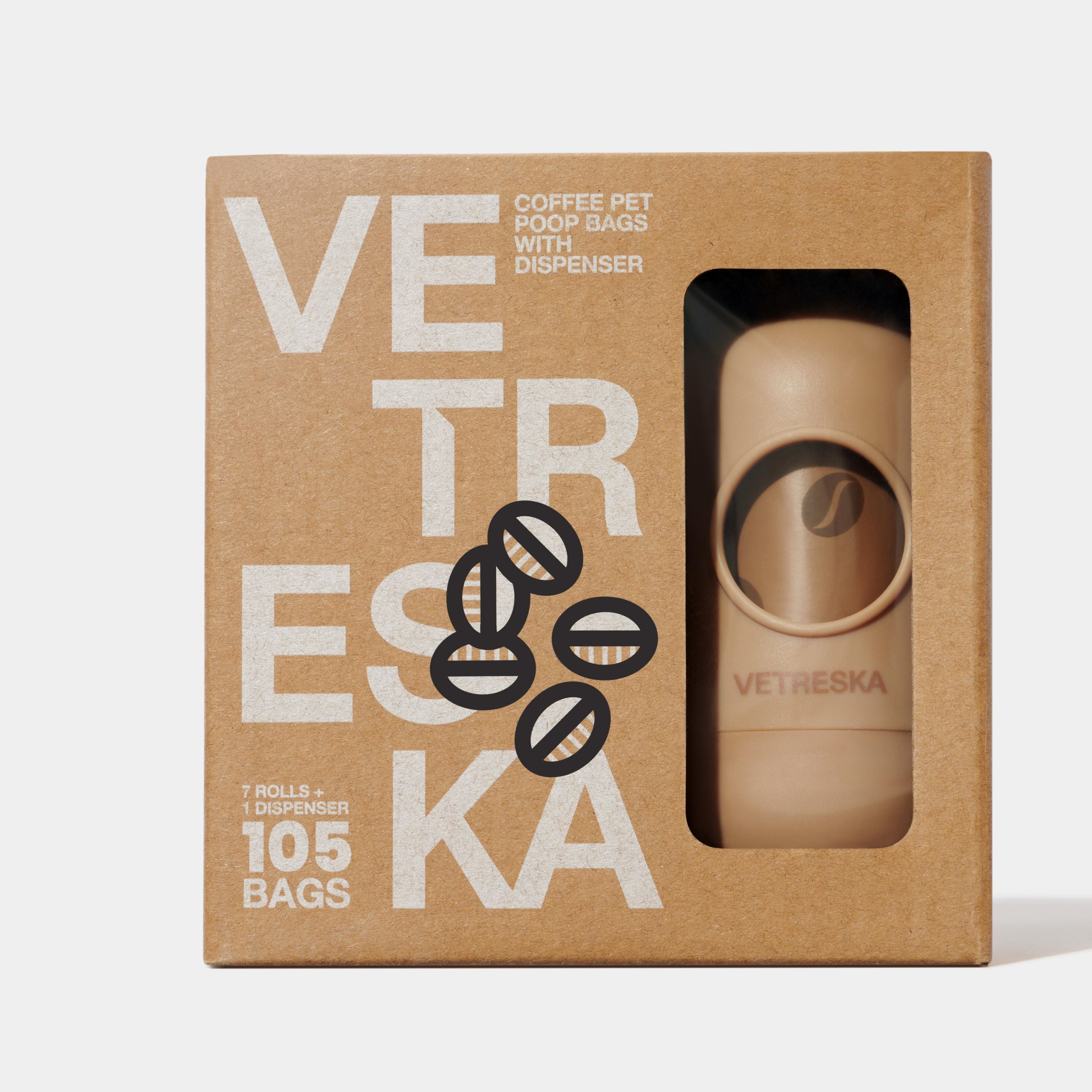 VETRESKA- Coffee Pet Poop Bags & Dispenser Set