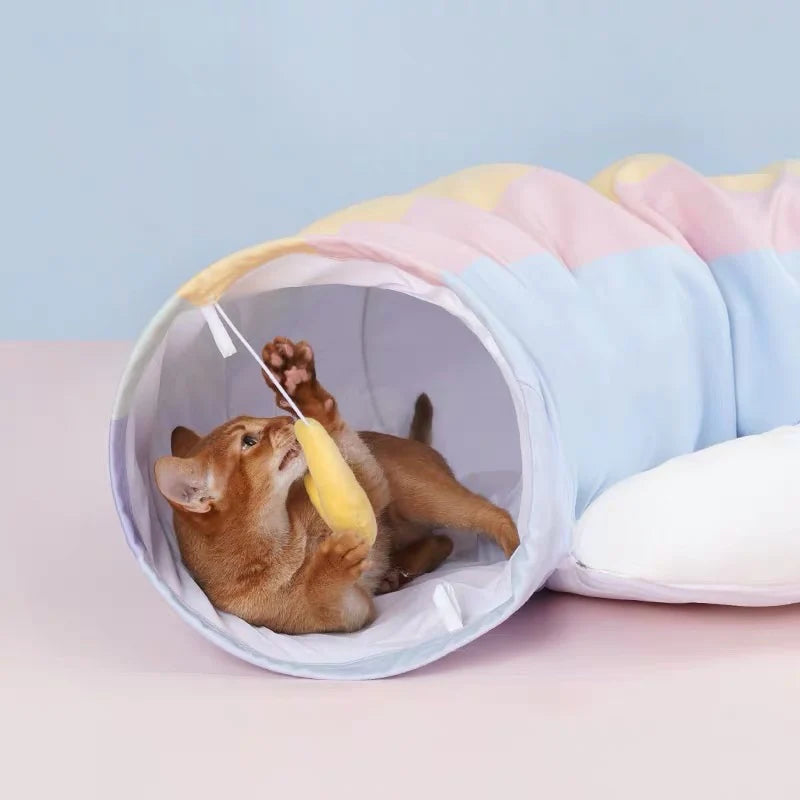 ZEZE-Rainbow Cat Tunnel Bed